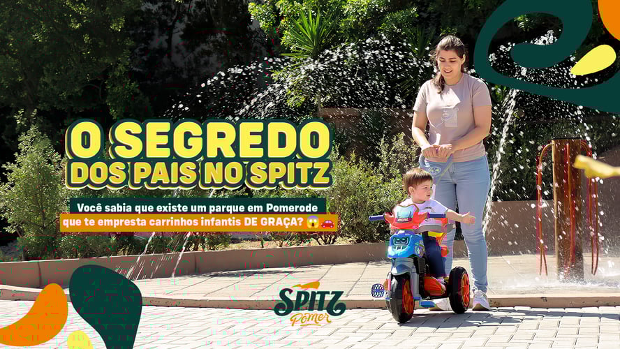 Criança com carrinho no melhor parque de Pomerode