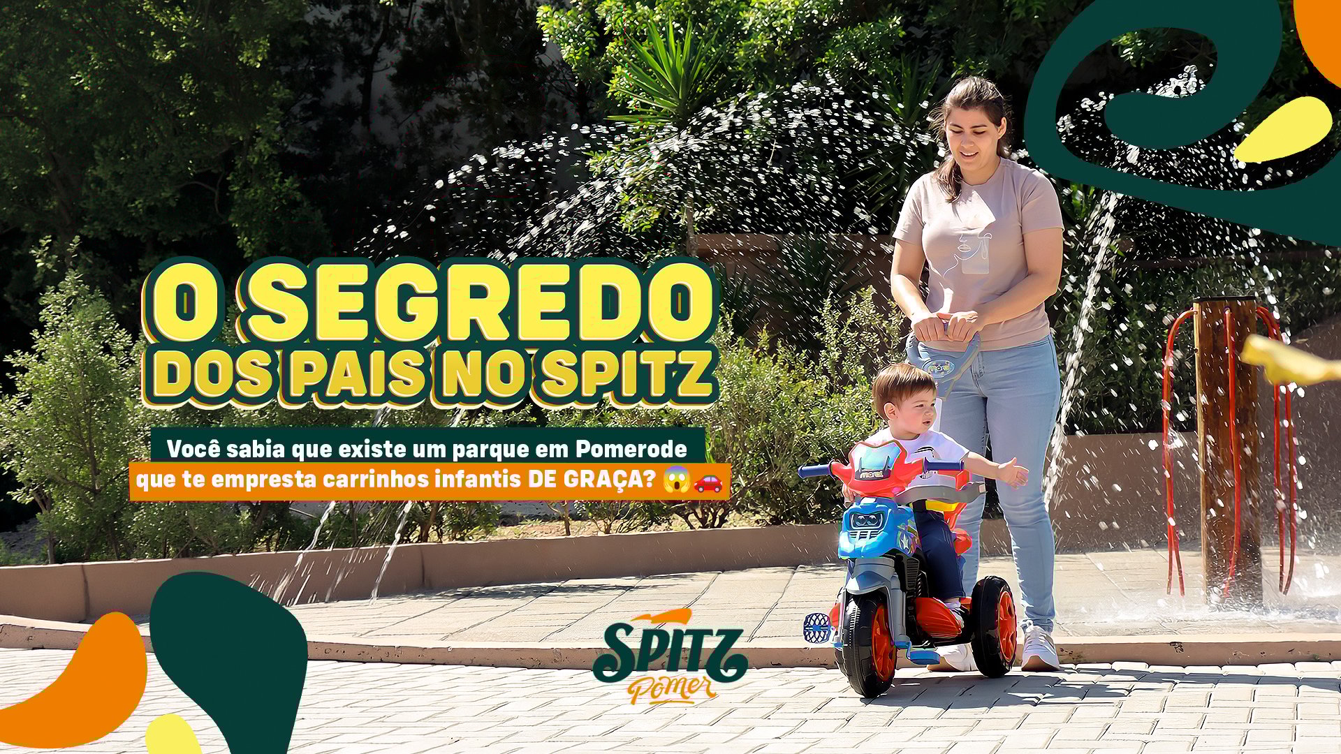 Criança com carrinho no melhor parque de Pomerode