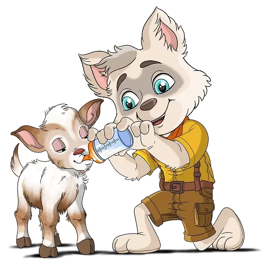 Hundy alimentando a cabra