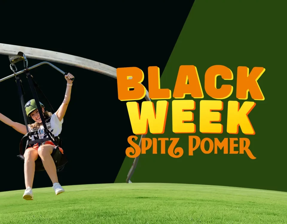 Promoção Black Week no parque Spitz Pomer com descontos especiais e aventuras em meio à natureza.